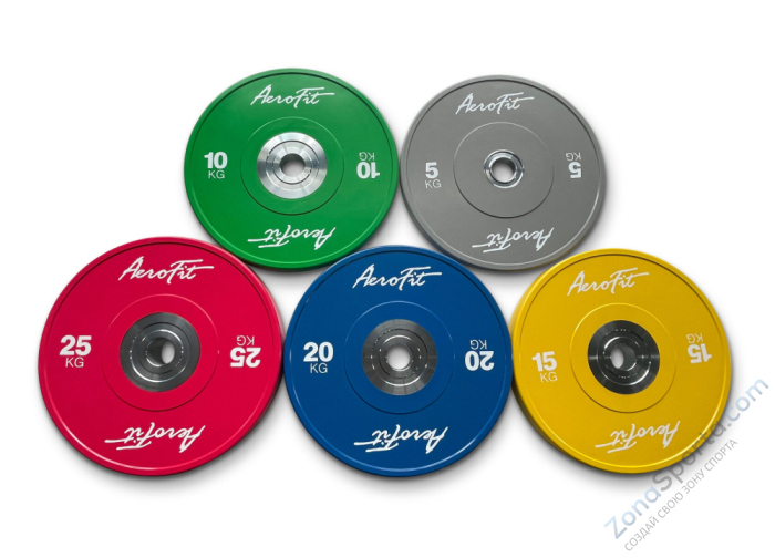 Бамперные диски для кроссфита, цветные 20 кг AeroFIT AFBDC