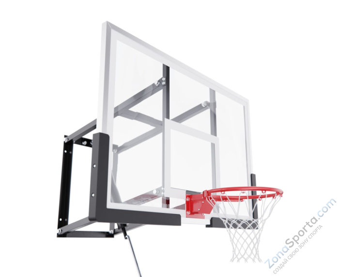 Баскетбольный щит DFC со съёмным регулятором высоты, стекло 6 мм, 120 х 80 см