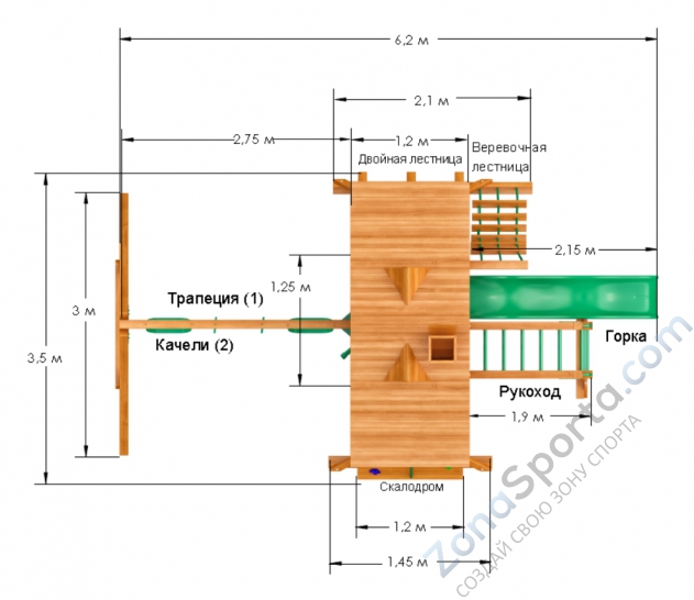 Деревянная детская площадка для дачи Igragrad Крепость Фани (Дерево)