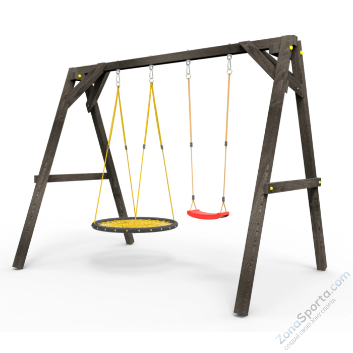 Деревянные качели Пикник 2 Black (качели гнездо 1м качели долька)