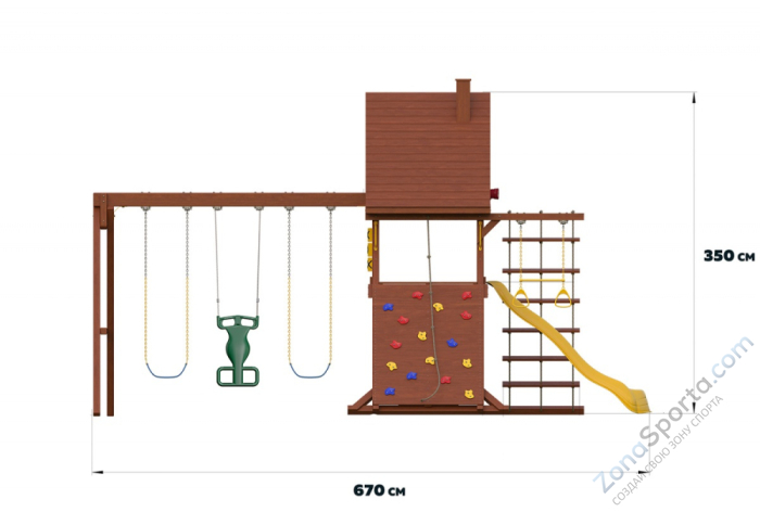 Детский игровой комплекс SunriseStar с деревянной крышей