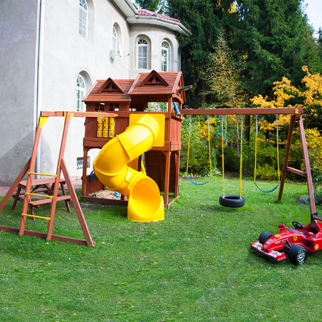 Детский игровой комплекс NewSunrise НьюСанрайз с винтовой горкой-трубой и рукоходом