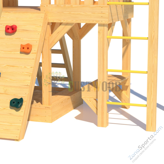 Детская деревянная игровая площадка для улицы дачи CustWood Scout S10 с деревянной крышей