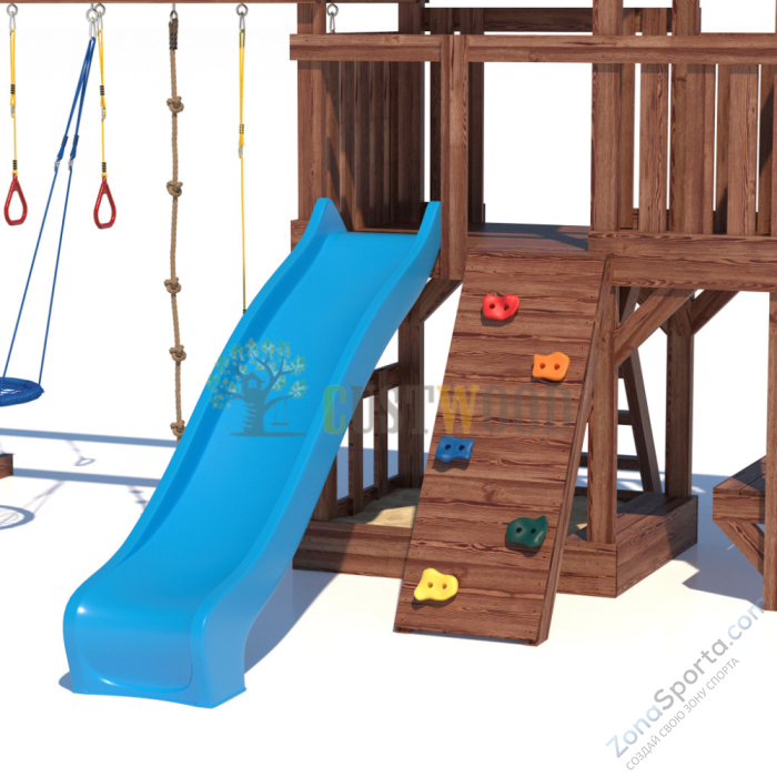 Детская деревянная игровая площадка для улицы дачи CustWood Scout SC10 с деревянной крышей