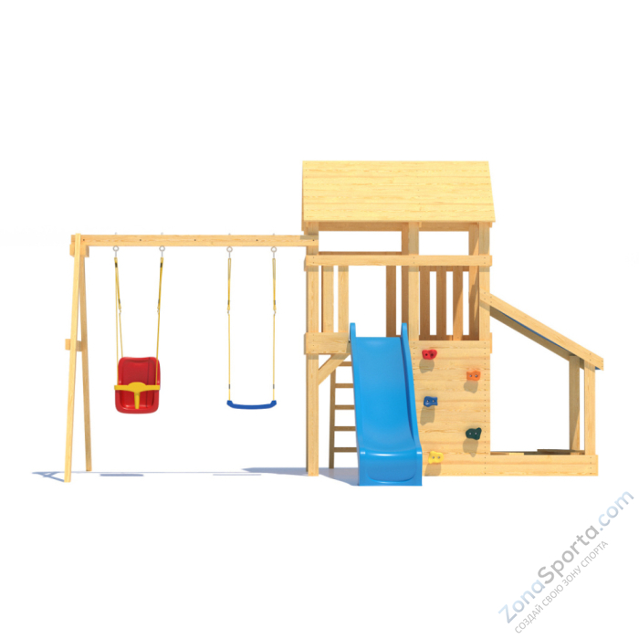 Детская площадка CustWood Scout S7+ с большой деревянной крышей