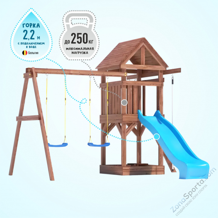 Детская площадка CustWood Scout SC1 с деревянной крышей 