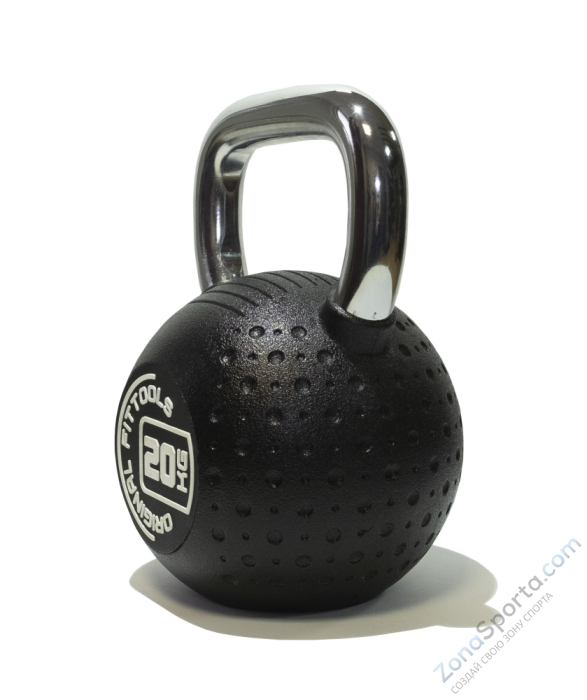 Гиря 20 кг с хромированной ручкой полиуретановая (CPU) Original FitTools