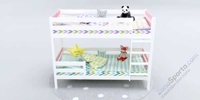 Кровать детская двухъярусная Савушка-01 80х160 розовая