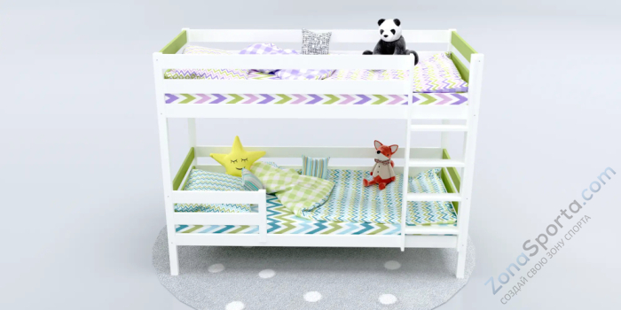 Кровать детская двухъярусная Савушка-01 80х160 зеленая