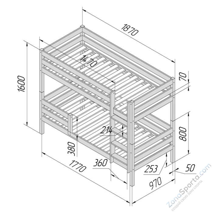Кровать детская двухъярусная Савушка-01 90х180 Cappuccino (капучино)