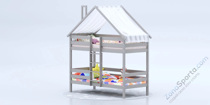 Кровать-домик Савушка-06 двухъярусная 90х200 Cappuccino (капучино)