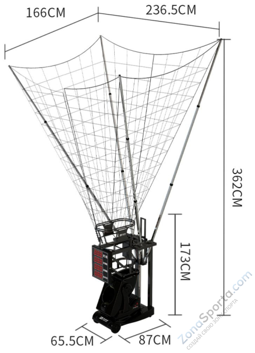 Машина для передачи баскетбольных мячей с дисплеем K2100A