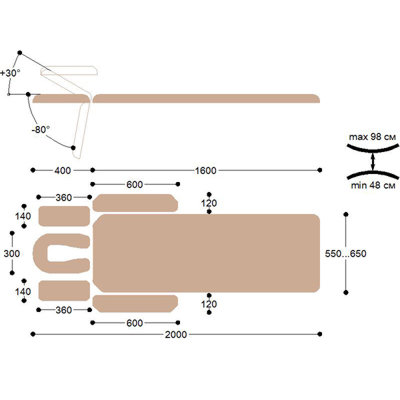 Массажный стол стационарный Гелиокс X102 с электроприводом