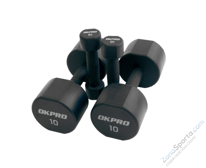 Набор полиуретановых гантелей от 1 до 10 кг OKPRO OK1025C-1-10-G