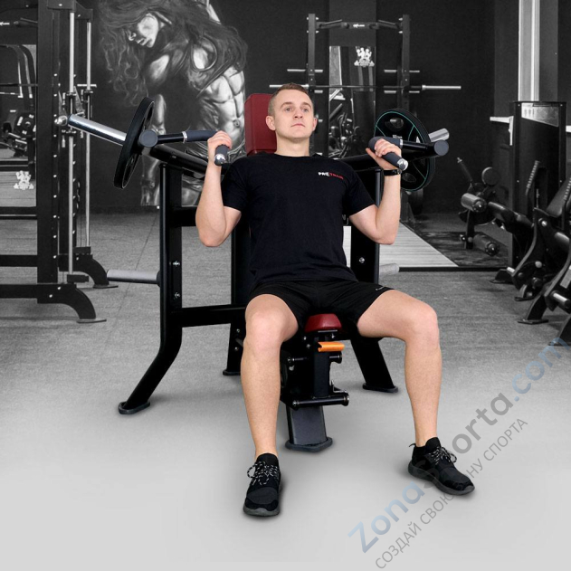 Плечевой жим сидя на свободных весах Protrain T8-605 Плечевой жим сидя на свободных весах Protrain T8-605