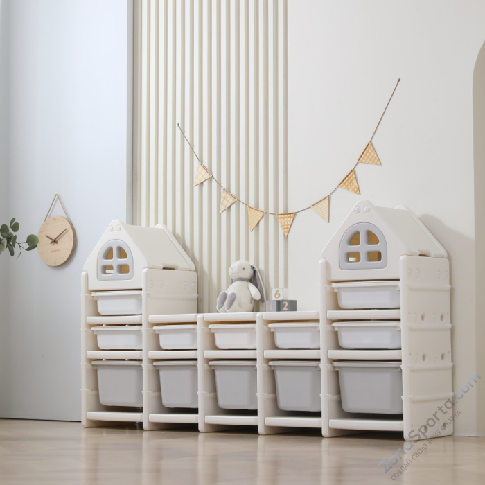 Стеллаж для игрушек Unix Kids Grey (12 ящиков)