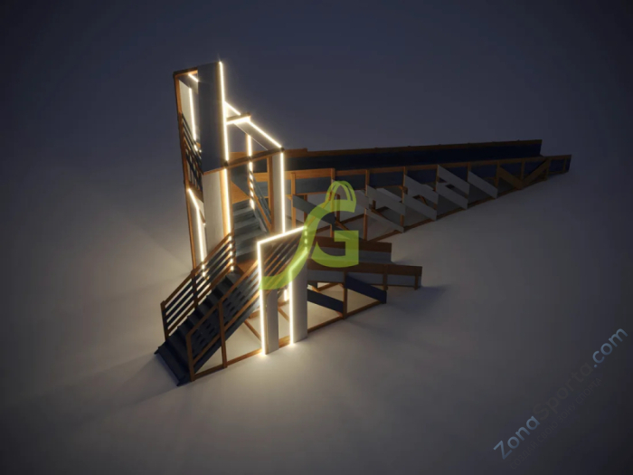 Зимняя деревянная горка IgraGrad Snow Fox 12 м с двумя скатами мод.3