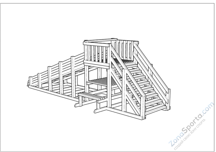 Зимняя деревянная заливная горка Ледянка 1 (без окраски)