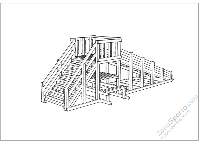 Зимняя деревянная заливная горка Ледянка 1 (пропитка)