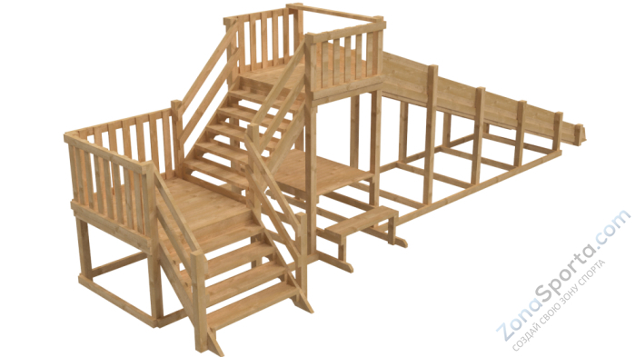 Зимняя деревянная заливная горка Ледянка 2 (без окраски)