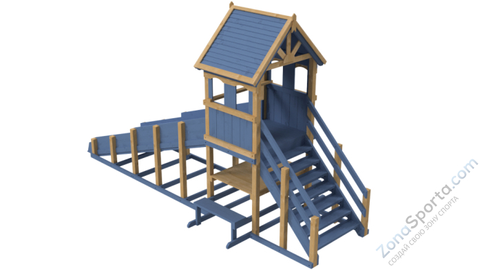 Зимняя деревянная заливная горка Теремок 1 (масло)