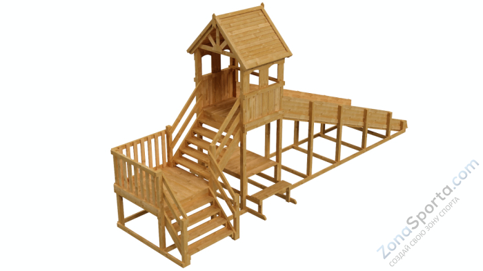 Зимняя деревянная заливная горка Теремок 2 (пропитка)