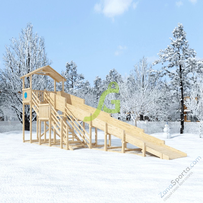 Зимняя горка IgraGrad Snow Fox (Домик) скат 10 м без окраски
